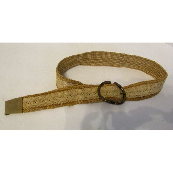 Vintage Salvatori Woven Macrame Belt Brass Buckle Two Tone Womens Sz 32